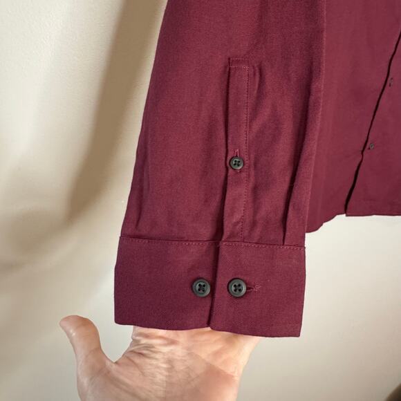 Artefact Burgundy Long Sleeve Button Up Shirt Men Slim Fit NWT Size Large - Picture 4 of 10
